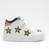 Sneakers Mid Rise with Stars White-Gold