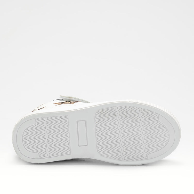 Sneakers Mid Rise with Stars White-Gold