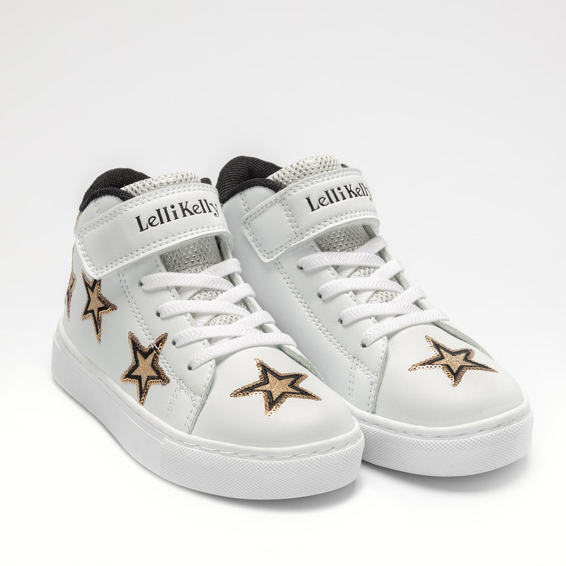 Sneakers Mid Rise with Stars White-Gold
